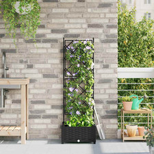Garden Planter Black Steel 40x40x125.5cm Tall Modern Outdoor Trellis Minimalist