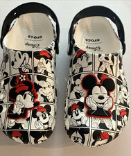 Crocs Disney Mickey Minnie Mouse Classic Clogs Womens 8 Black White Sandals NWT