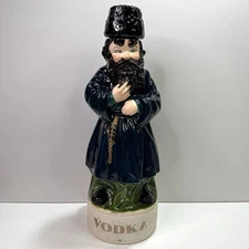 Vintage Ceramic Russian Man / Gnome Vodka Decanter w/ Stopper – 12″ Tall
