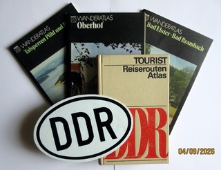 DDR Schild Reiserouten Atlas 3 Wanderhefte