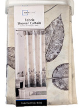 Silver Leaves Fabric Shower Curtain Classic Elegant Polyester 70"W x 72"L Bath