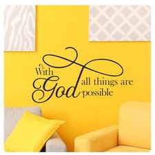 With God Bible Verse Religious Scripture Wall Decal Sticker Quote Faith Decor