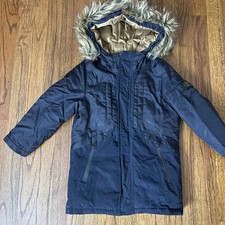Zara Boys Winter Coat Size 6 With Removable Fur Collar along Hood