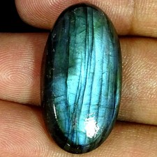 36.80Cts. RARE Natural Blue Labradorite Oval Cabochon Gemstone 17X31X7MM