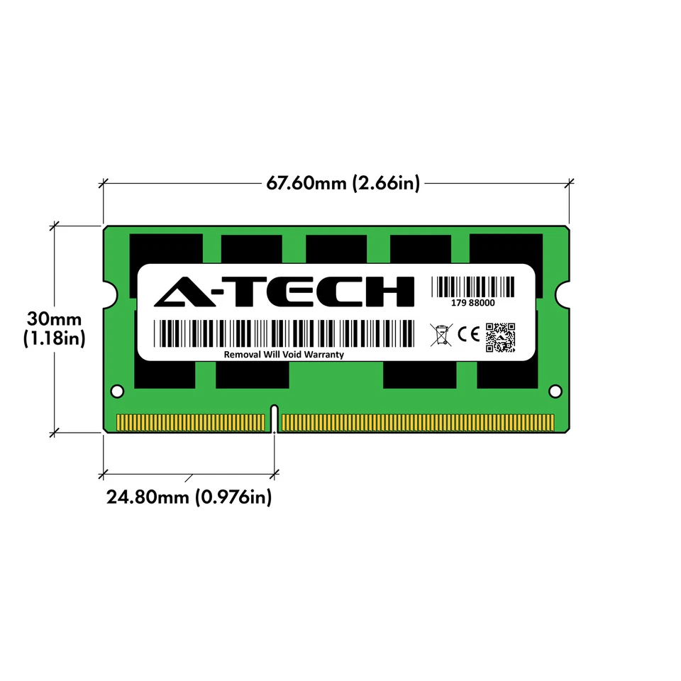 A-Tech 8GB PC3-10600 DDR3 1333 MHz 1.35V ECC SODIMM Unbuffered Server Memory RAM - Image 3 of 4
