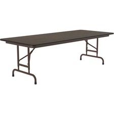 Correll 22-32"H Adjustable Height Melamine Top Folding Table in Walnut