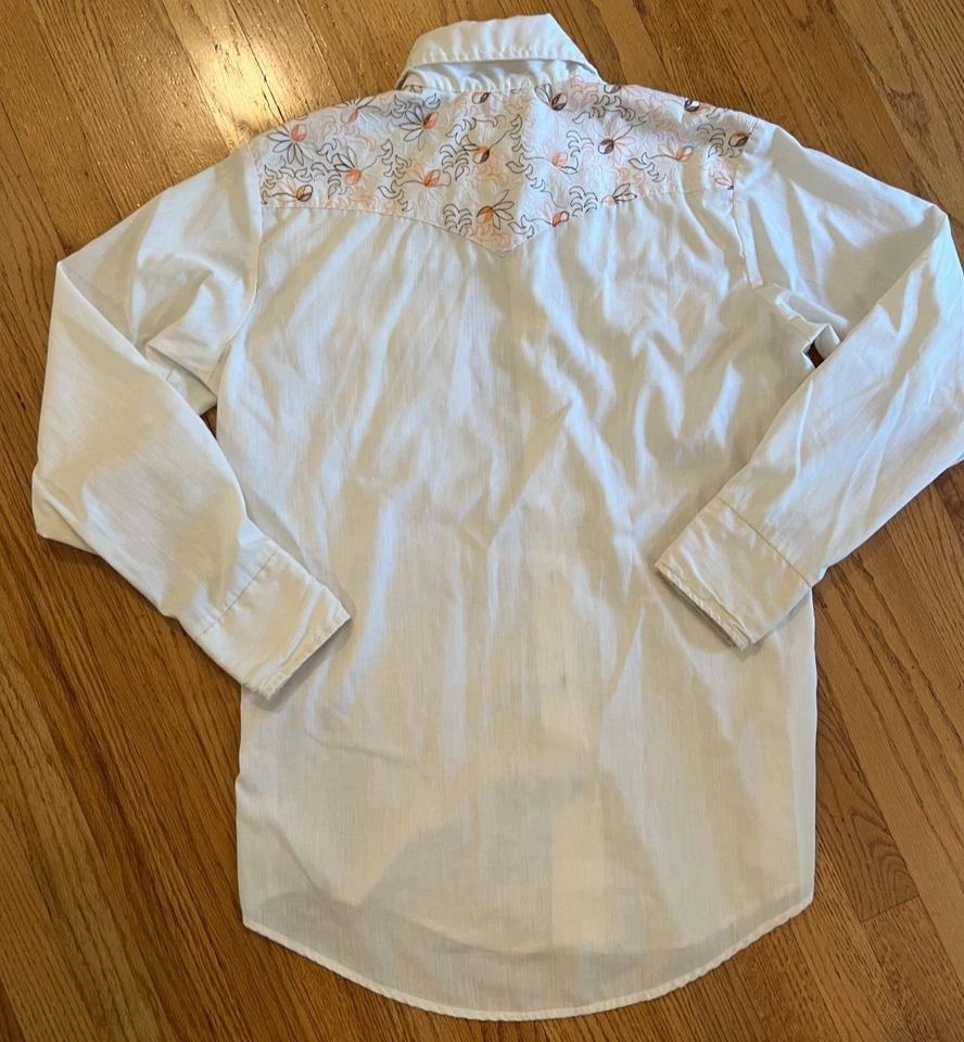 VTG Sears Western Rodeo Embroidered Floral Shirt Size Large White Pearl Snap - Image 2 of 4