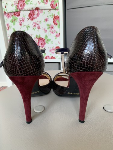 L. K. BENNETT LONDON BROWN/BURGUNDY T- BAR SANDALS SIZE 37/ 4, VGC - Picture 6 of 10