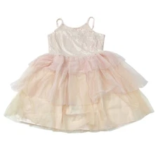 Cat & Jack Girls Size XXL 18 Sequin Tiered Ombre Dress Beige