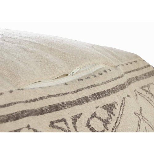 LR Home Pouf 20" H X 20" W, Square Cotton Upholstery Material In Beige / Gray - Picture 4 of 9