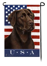 Patriotic USA Garden Flag - American Chocolate Labrador Retriever 081B