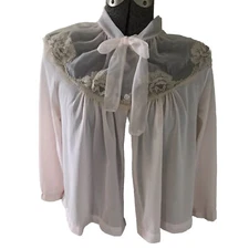 Vintage Val Mode Women’s/Misses Nylon Lingerie Bed Jacket Pink Lace Medium