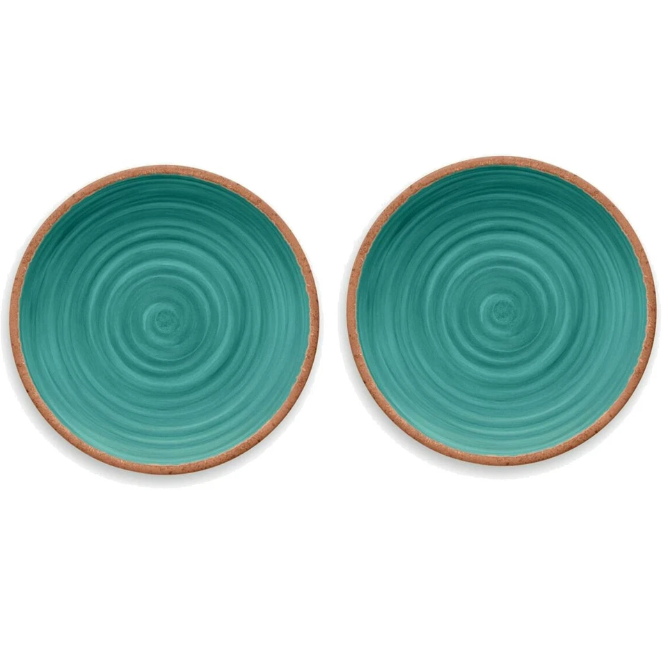 Turquoise Rustic Swirl Glaze Melamine Side/Salad Plates - Set of 2 Plates - Image 1 of 1