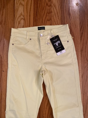 NWT Golfino The Cotton Stretch Piece Dyed Slim Fit trousers  Bright Yellow 4 - Picture 3 of 6