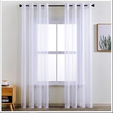 Modern White Sheer Curtain, with Grommet Top Eyelet , Luxury Voile Tulle