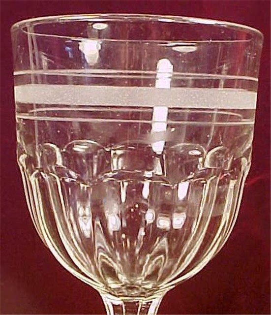 Antique Flutes Fluted Water Goblet Etched Bands Clear Glass EAPG eBay