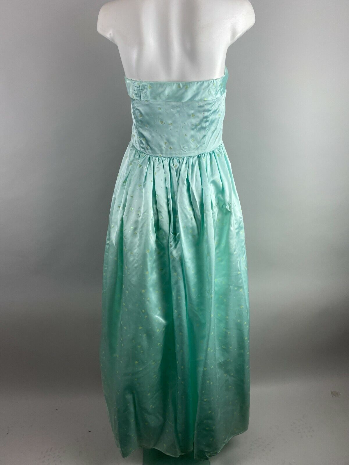 Vtg 90s Steppin Out Aqua Blue Strapless Dress Gow… - image 8