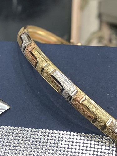 BRACCIALE BRACCIALE ORO GIALLO/ROSA/BIANCO 10 KT MISURA 7 PESO 3,7g STILE EGIZIANO - Foto 16 di 18