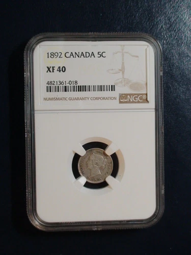1892 Canada Five Cents NGC XF40 SILVER 5C Coin BUY IT NOW!
