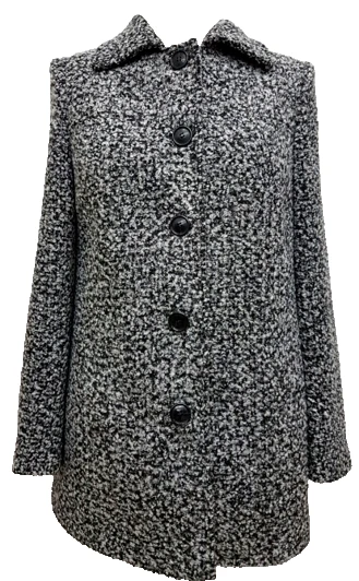 Giacca Lunga In Boucle Nera/Grigia/Bianca Taglia 38 NUOVA & OVP - Immagine 2 di 2