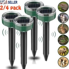 4x Ultrasonic Solar Powered Scarer Rat Repeller Cat Deterrent Fox Pest Repellent