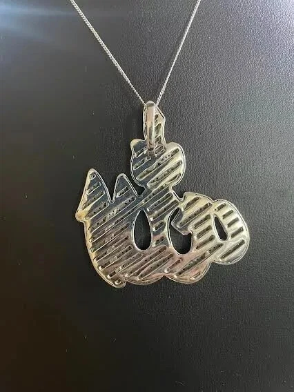 Colgante de plata 925 clásico Alá en capas de moissanita natural redonda de 2,18 quilates para hombre Foto 4 de 4