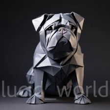 Digital Image Picture Wallpaper Background Desktop AI Art Origami Bulldog 5 PNG