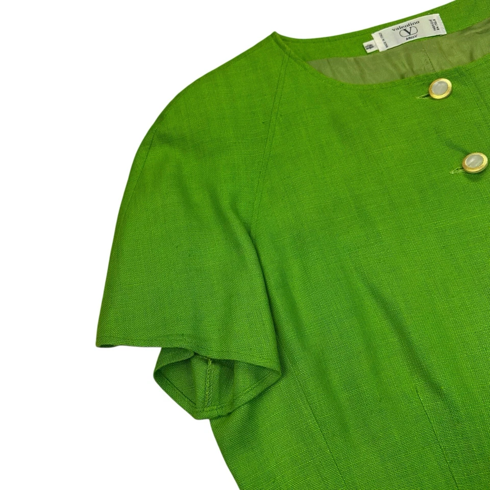 Vestido Valentino Vintage Mujer 14 Líneas Verde Miss V Lana Boucle Italia Forrado Foto 4 de 4