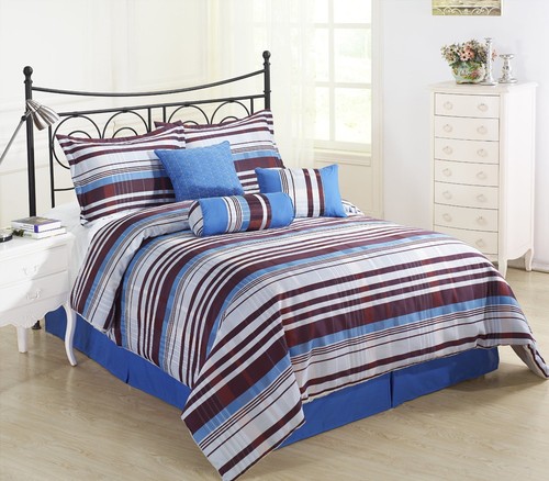 Retro 7 Piece Striped Comforter Set