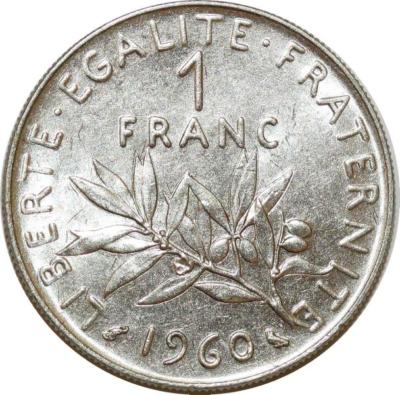 1 franc Semeuse (1960–2001) : caractéristiques, tirages