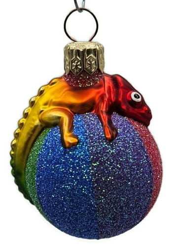 Patricia Breen Miniature Chameleon Rainbow Beach Ball Christmas Tree Ornament - Picture 6 of 10