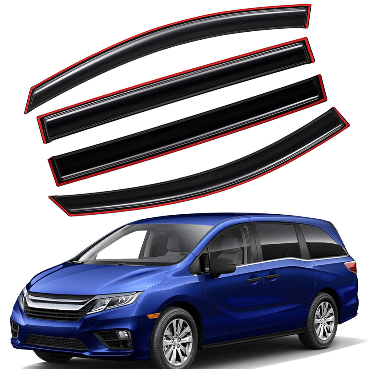 4-Piece Window Visor Set For 2018-2023 Honda Odyssey – Rain Guards, Black, Self-Adhesive, 10-Year Warranty