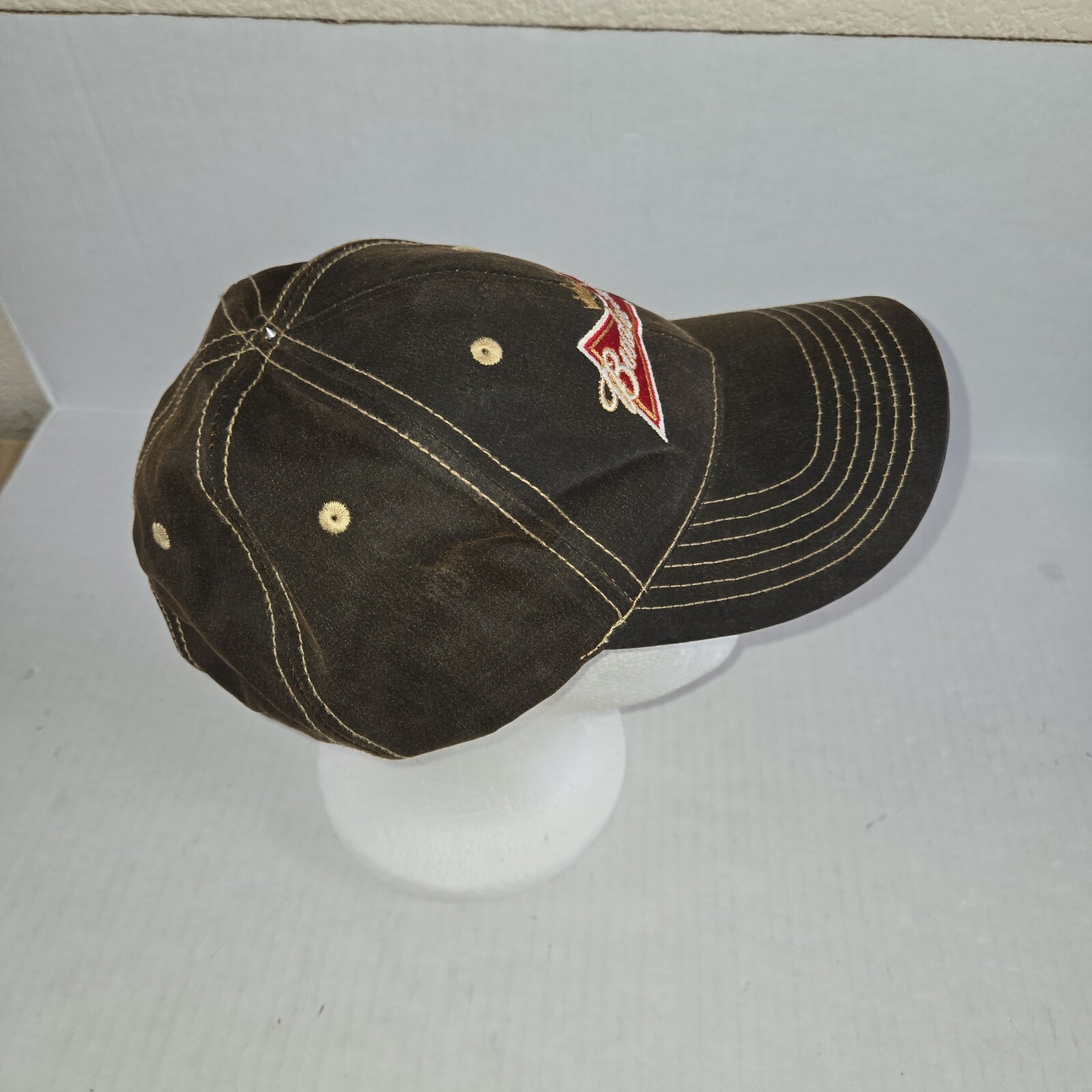 Budweiser Leather Hat Cap Adjustable Strapback By… - image 2
