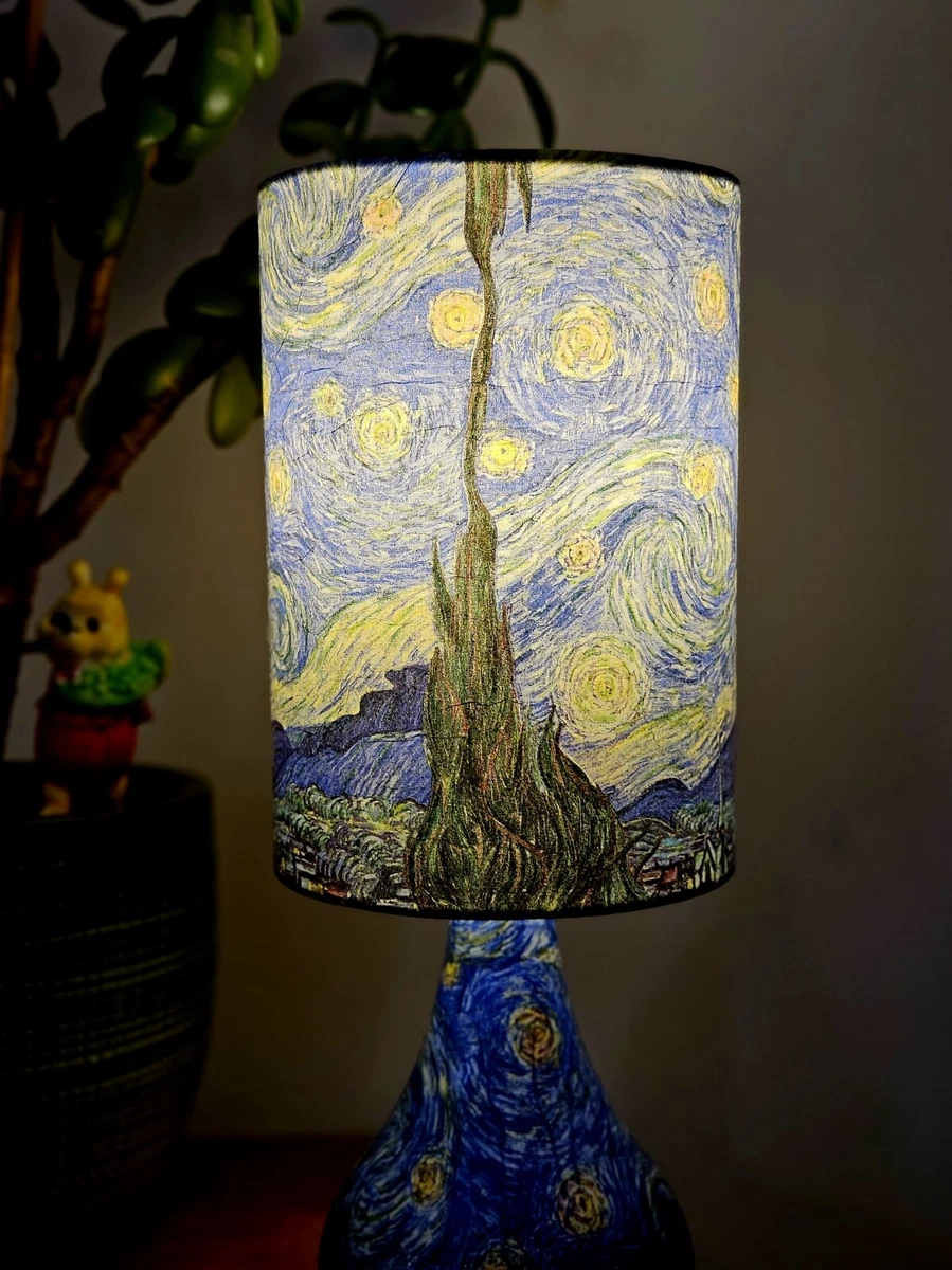 Tall STARRY NIGHT Van GOGH Decoupage Teardrop Table Lamp Design