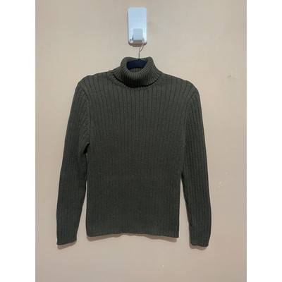J.Crew Premium Cotton Ribbed Turtleneck Sweater Olive Green Classic Knit M