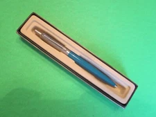 PARKER JOTTER Ballpoint pen VISTA  BLUE  brass threads  . made in USA