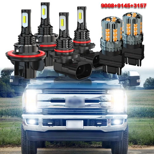 For 2004-2013 2014 Ford F150 6X 6500K LED Headlight Hi/Lo + Fog Bulbs+Turn Lamp - Picture 1 of 20
