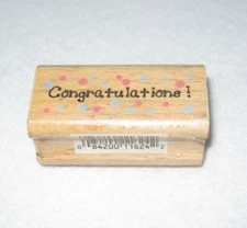 Stamp Craft -  Rubber Stamp - Congratulations with  Polka Dots - Medium Size