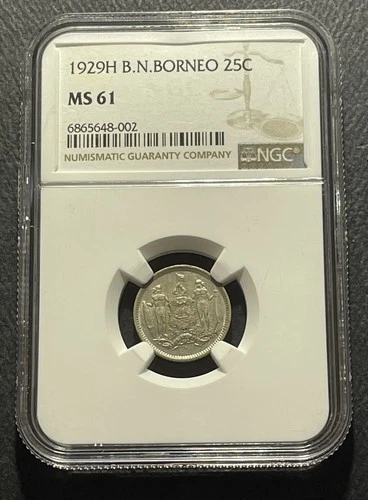British North Borneo 1929-H 25 Cents Coin: NGC MS61