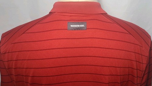 Nike Dri-Fit Washington State Cougars Red w/stripes Golf Polo Shirt Men M Used - Picture 4 of 12