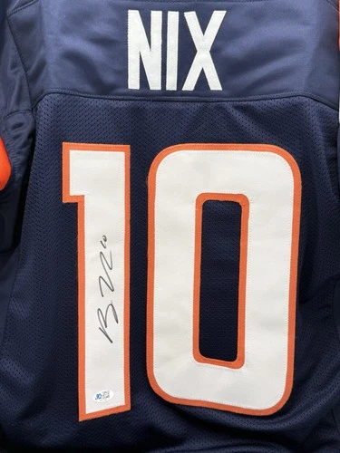 Bo Nix Signed #10 Denver Broncos NFL Jersey FSG COA Former Auburn & Oregon QB