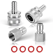 Stainless Steel Quick Disconnect 1/2 NPT Female Quick Connect Set 1/2" Barbed...