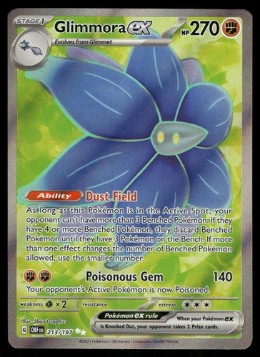 Glimmora ex 213/197 Ultra Rare Obsidian Flames Pokemon Holo Near Mint