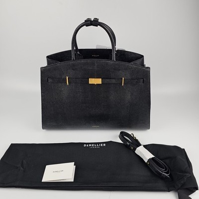 DEMELLIER The Hudson Black Embossed Top Handle Bag New & Authentic