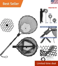 Collapsible Fishing Net - 67" Large Aluminum Handle and Deep Rubber Mesh