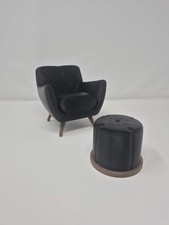 1:6 Scale Modern Lounge Chair  Ottoman Set - Living Room Furniture for Barbie