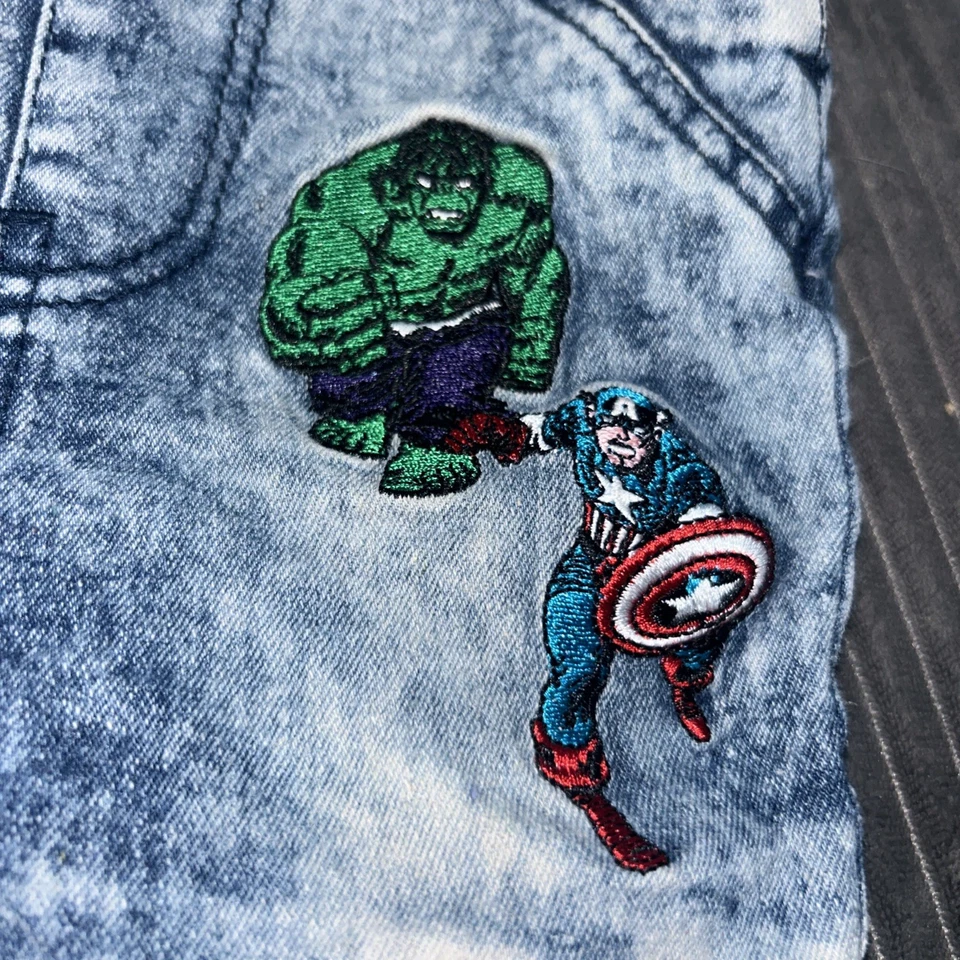 Pantalones Cortos Jean Mono Vintage Marvel Hulk Capitán América Talla 3-6 meses para Niños Foto 2 de 4