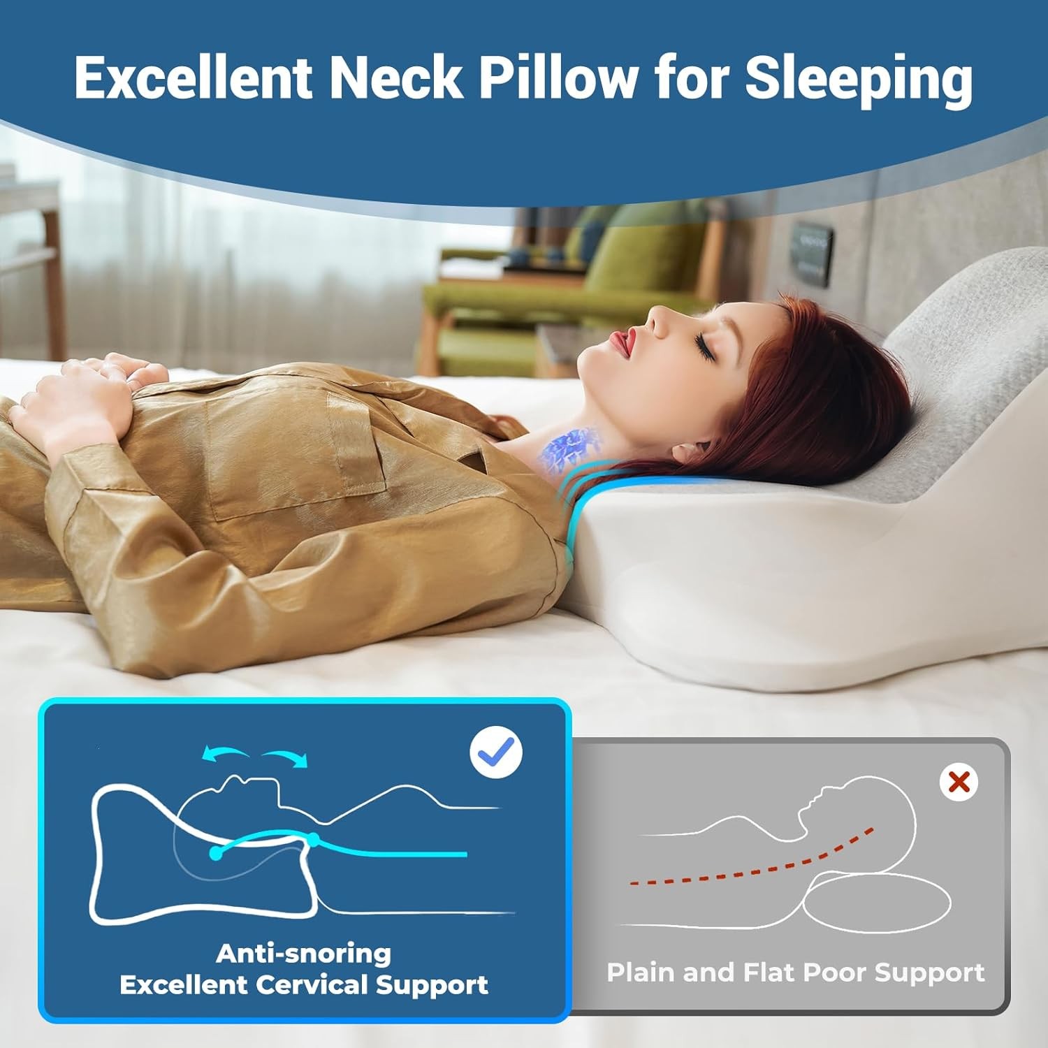 Reading Pillow Bed Wedge Ergonomic Memory Foam Neck Back Support Grey