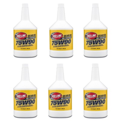 Red Line Full Synthetic 75W90 GL-5+ Differential Gear Oil, 1-Quart Pack of 6