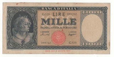 1000 LIRE ITALIA ORNATA DI PERLE ( MEDUSA) DECR 15/09/1959 - Bild 1 von 2